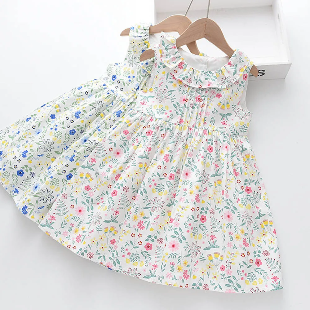 

Menoea/Детские платья; Одежда для девочек; Летние повседневные платья с цветочным принтом для маленьких девочек; Модная одежда без рукавов с цв...