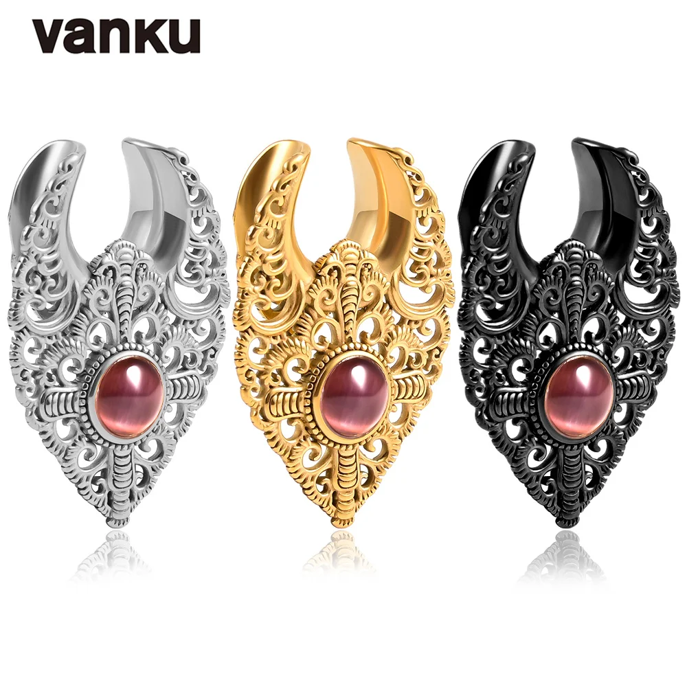 

Vanku 2PC Vintage 316L Stainless Steel Purple Stone Saddle Ear Plugs Tunnels Gauges for Ears Stretcher Piercing Body Jewelry