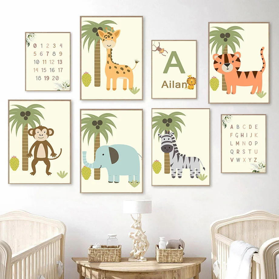 

Zebra Monkey Tiger Elephant Lion Giraffe Baby Wall Art Canvas Painting Nordic Posters And Prints Wall Pictures Living Room Decor