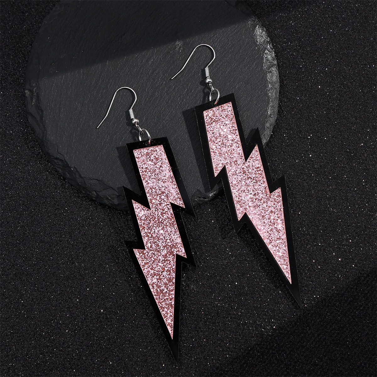 Серьги-подвески большого размера со сверкающими молниями в стиле ретро