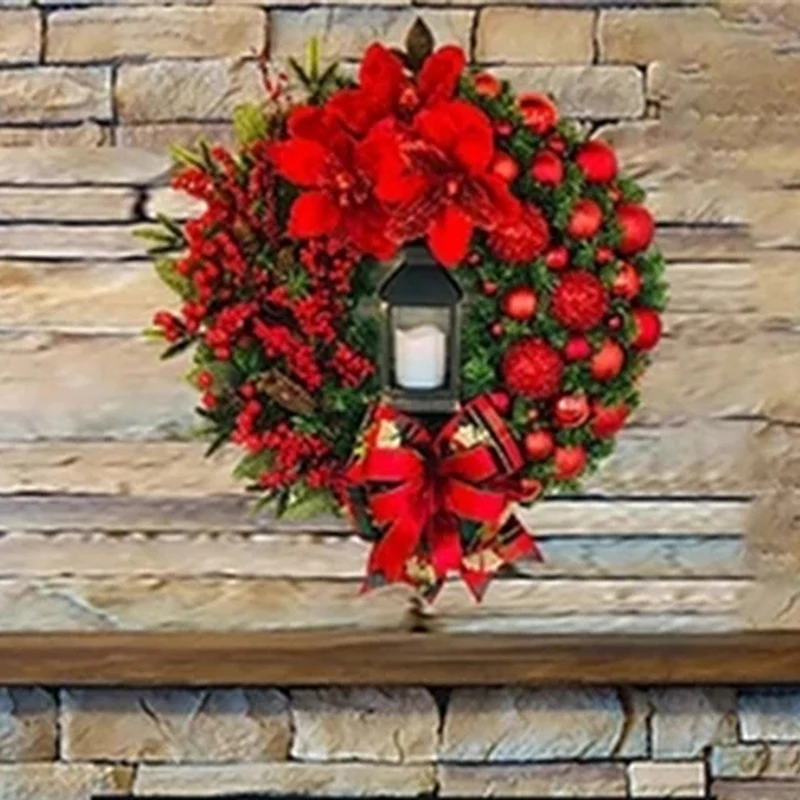 

Christmas Door Wreath Holiday Wreath Home Window Wall Decoration Flower Ring Celebration Party Decoration Wreath