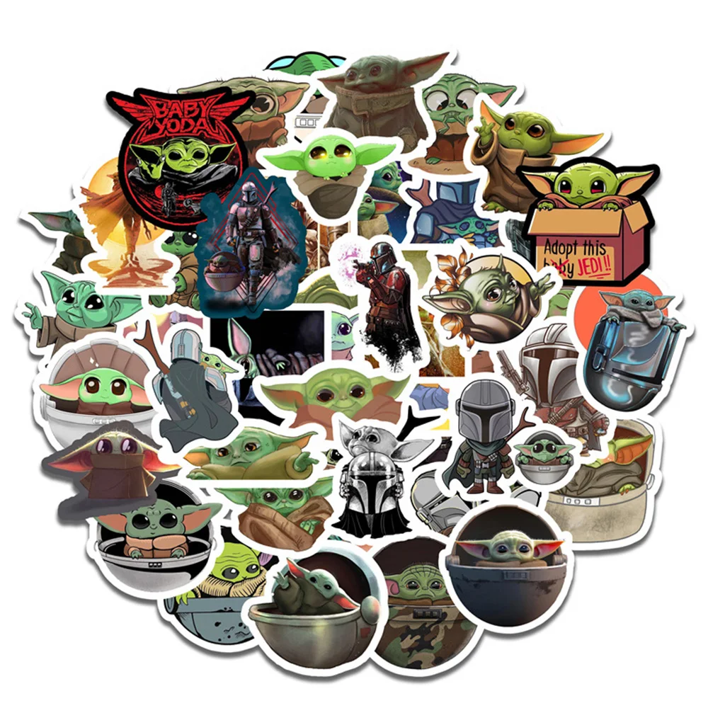 

10/30/50pcs Cute Disney Cartoon Star Wars Baby Yoda Stickers Decals DIY Car Skateboard Phone Laptop Waterproof Sticker Kids Toy