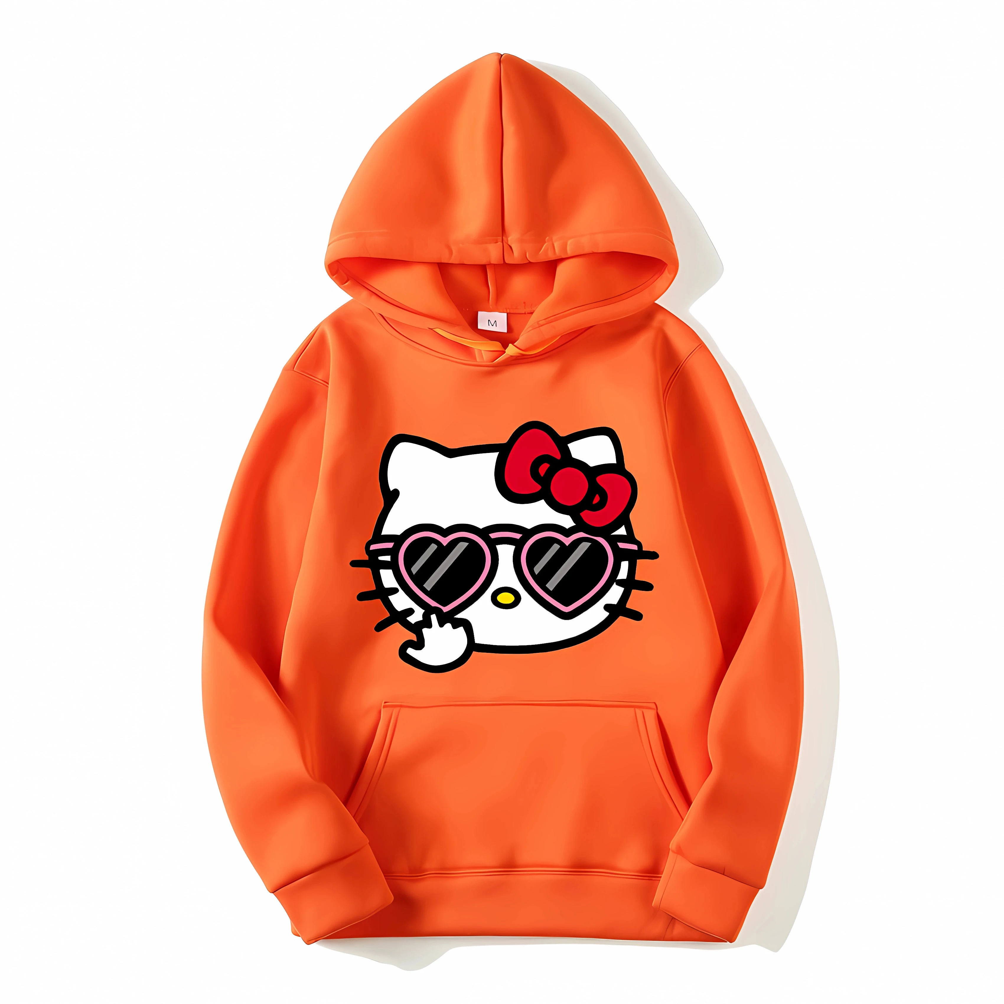 Модная женская однотонная толстовка с капюшоном в стиле Kawaii Sanrio Hello Kitty нимации Y2K