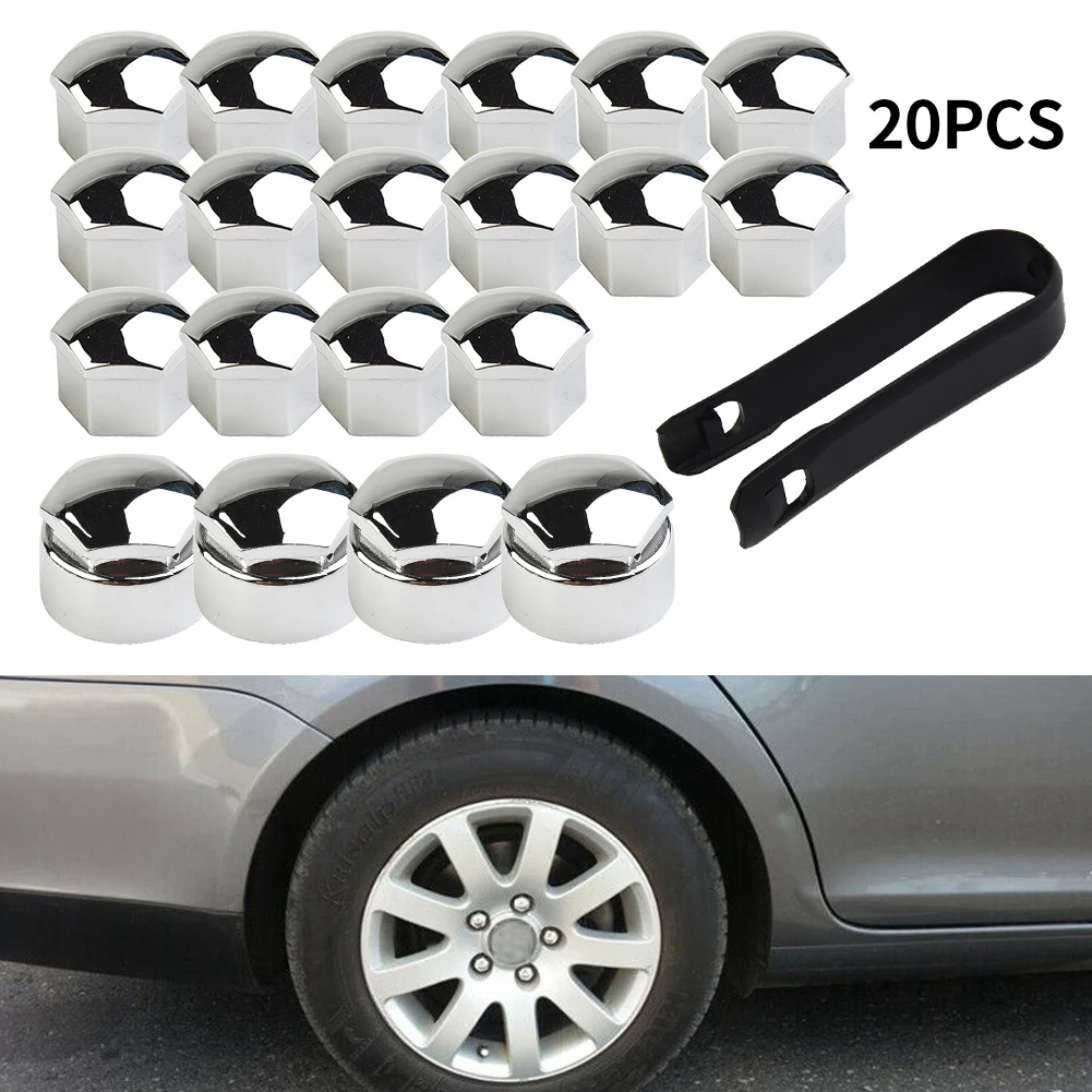 

20Pcs 17mm Nut Cap Removal Tool Chrome Nut Cap Wheel Bolts Wheel Bolts Removal Tool For Any Car Auto Hub Screw Cover Bolt Rims