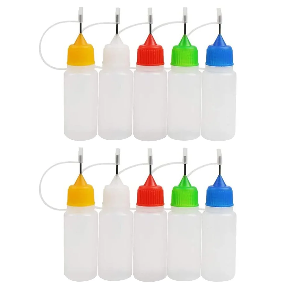 

10 Pcs Mini Plastic Bottles Multifunctional Glue Needle Tip Dispensing Pointed Nozzle Oil