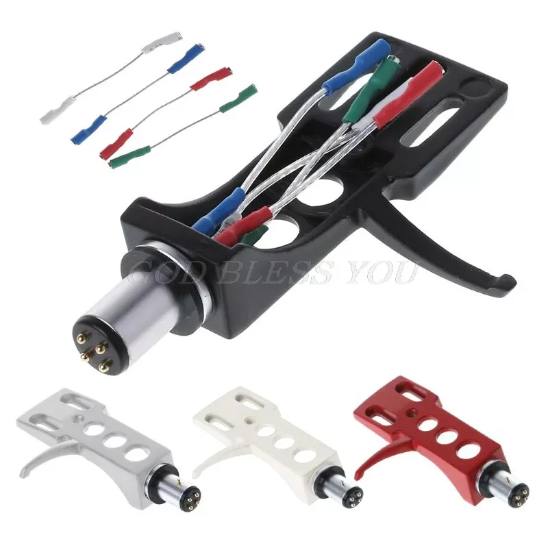 

Set 4Colors Metal Turntable Headshell Mount Universal LP Phono Cartridge Replacement Phonograph Head Holder Stylus Lead Wire