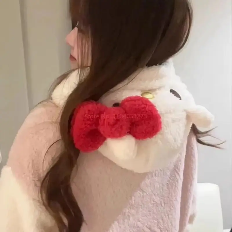 Sanrio Hello Kitty пижамы женские осенние и зимние коралловые бархатные утолщенные