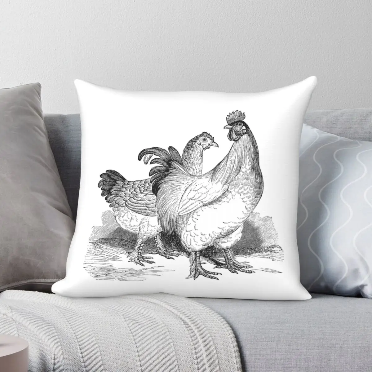 

Винтажная наволочка с изображением петуха из полиэстера и льна