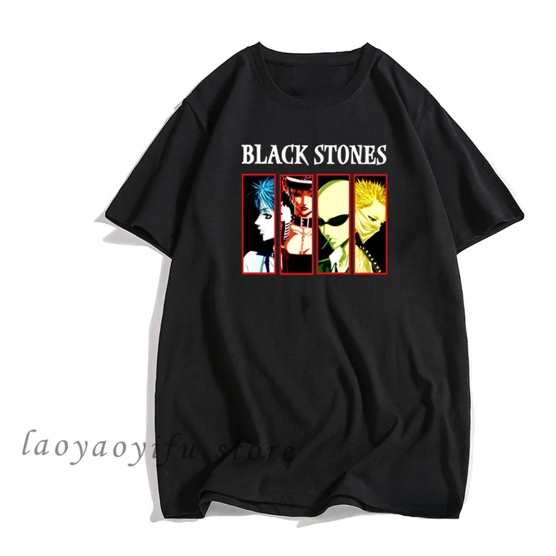 

Nana Anime Men Tshirt Harajuku The Black Stones Band Blast Graphic Tshirts Women Men Manga Streetwear Anime Shirt Ropa Hombre