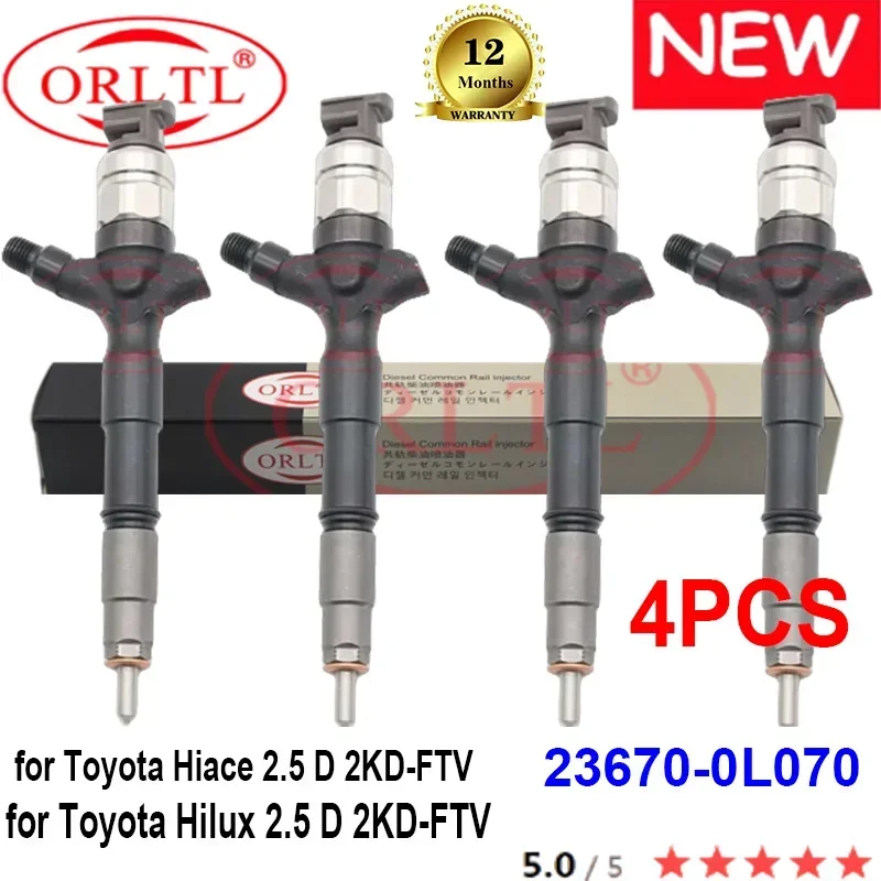 4 шт. дизельная форсунка 23670-0L070 Common Rail 23670 0L070 236700 L070 2950407480 Для Toyota Hiace Hilux 2.5 D 2KD-FTV