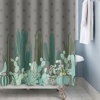 cactus flower tropical plant leaf palm shower curtains bathroom curtain waterproof polyester bathroom curtain with 12pcs hooks