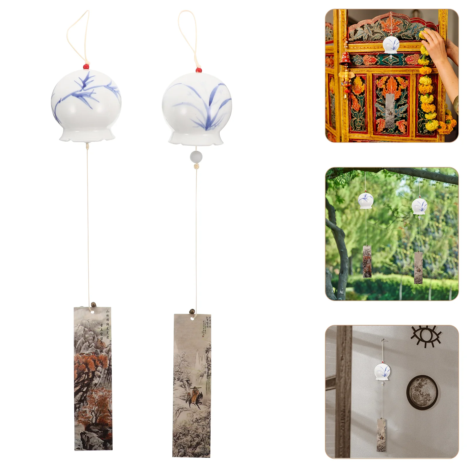 

Wind Chime Bell Hanging Decor Ceramic Japanese Bells Garden Blessing Balcony Chimes Pendantvintage Home Outdoor Templeretro