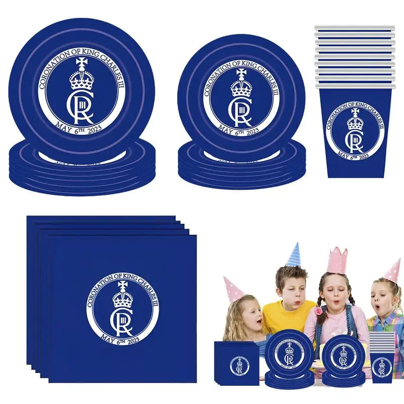 Party Tableware Set Union Jack Party Supplies Tableware Set Plates Cups & Napkins British Party Decorations Paper Dinnerware