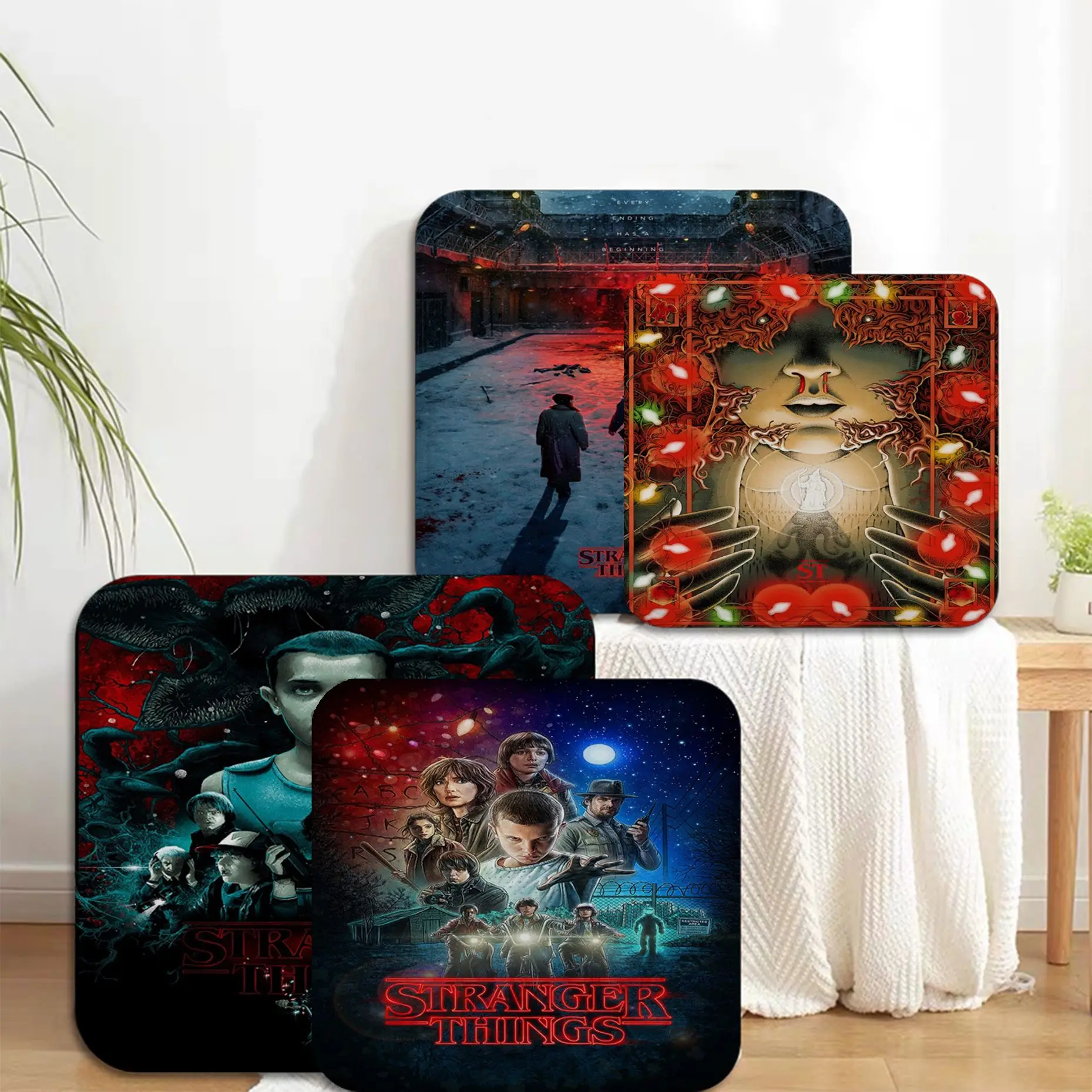 

TV Show Stranger Things Season 4 To 1 Creative Meditation Cushion Stool Pad Dining Tatami Seat Cushion Anti-Slip Chair Mat Pad