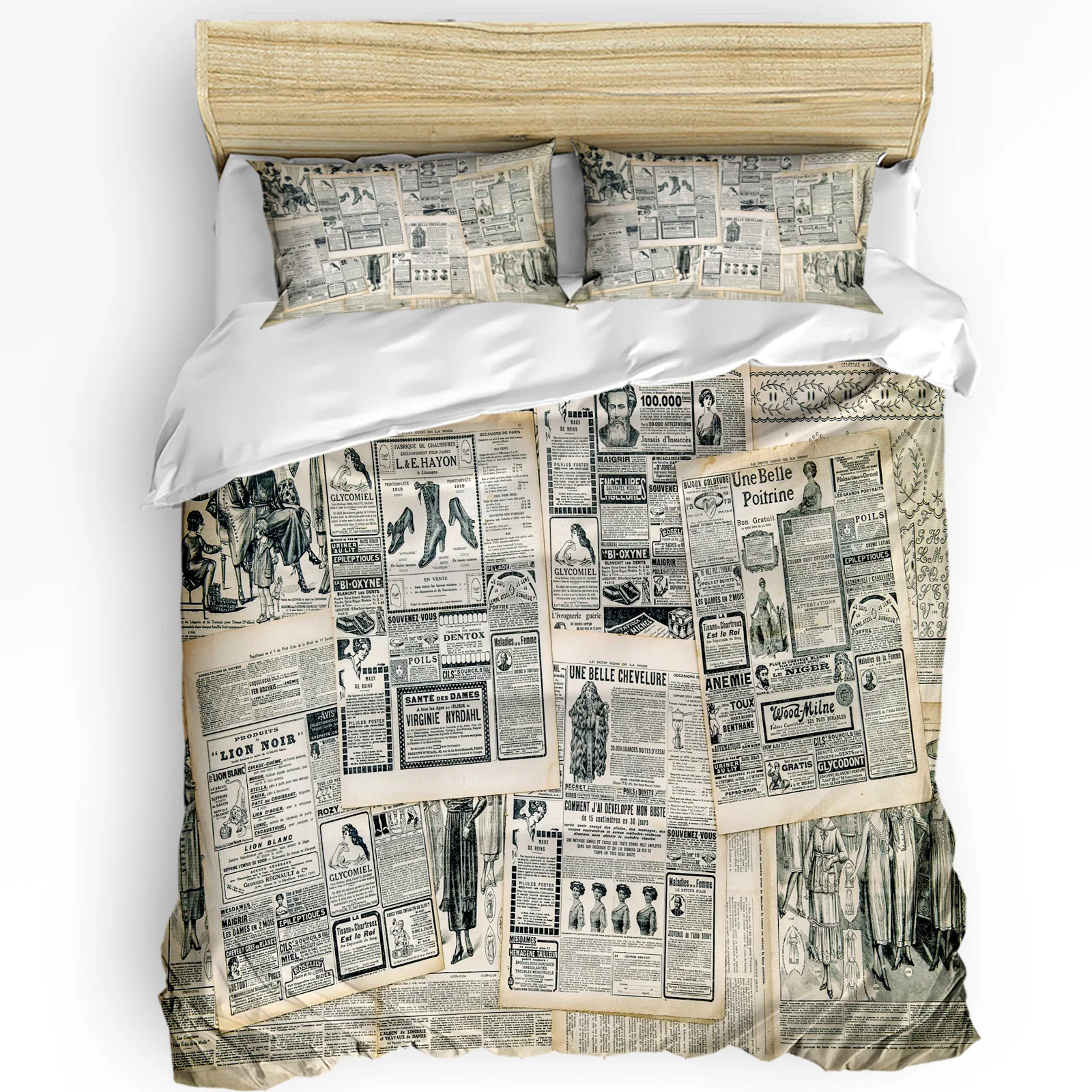 

Advertising Newspaper Retro Printed Comfort Duvet Cover Pillow Case Home Textile Quilt Cover Boy Kid Teen Girl 3pcs Bedding Set