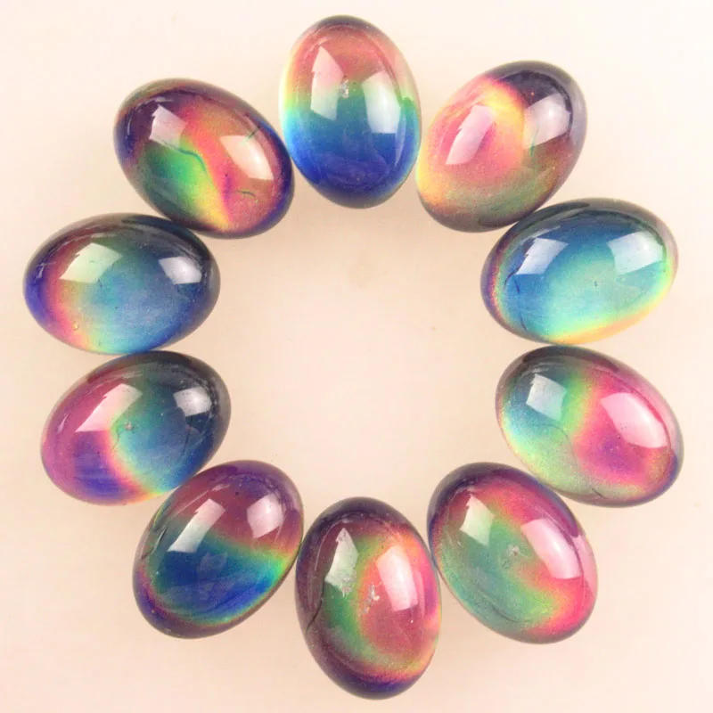 

Wholesale 10Pcs 14x10x7mm Blue Rainbow Temperature Oval Cabochon For DIY Jewelry Making Bracelet Accessories