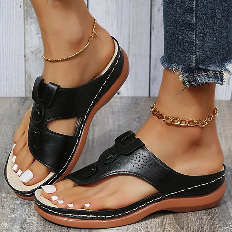 Women Sandals Orthopedic Wedge Heels Summer Sandals 2023 Slippers Shoes For Women Heeled Sandals Beach Flip Flops Zapatos Mujer