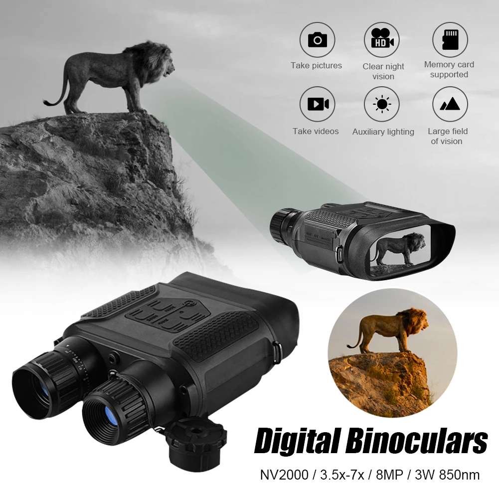 

Digital Binoculars Night Vision Goggles 2x Digital Zoom Video Photo Recorder with 4" LCD for Bird Watching Wildlife Observation