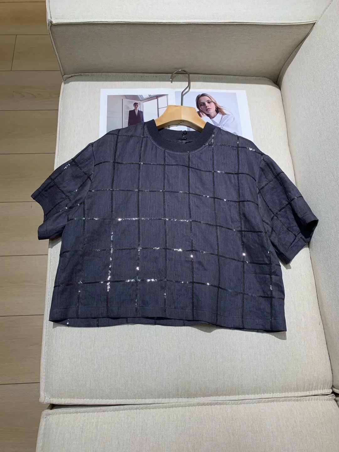 Новые весенне-летние брюки с короткими рукавами и блестками на эластичной талии