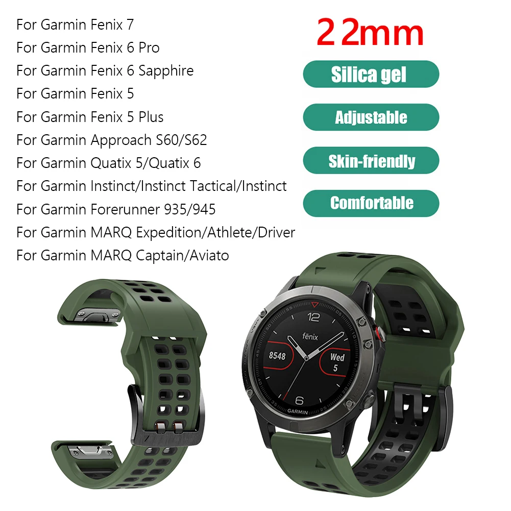 

Ремешок сменный силиконовый для смарт-часов Garmin Fenix 7/6 Pro/5, 22/26 мм