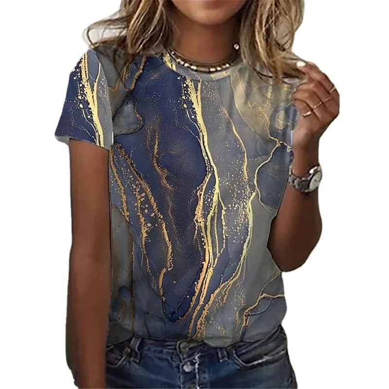 Модная женская футболка с коротким рукавом эстетичная 3d Цветочная масляная