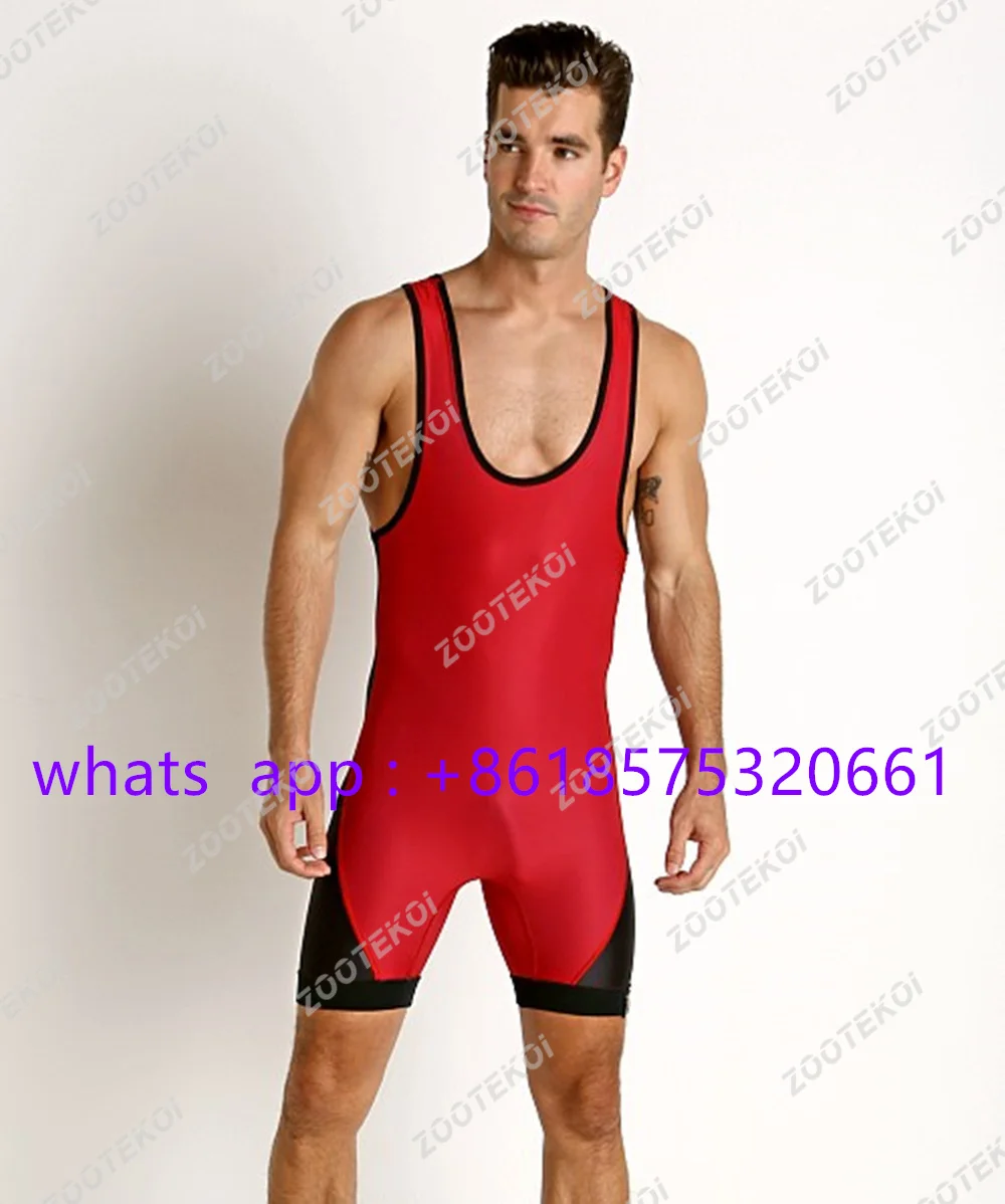 

Men One-piece Leotard Sports Workout Bodysuit Wrestling Singlet Fitness Jumpsuit Elastic Powerlifting Boxing Tights Overalls