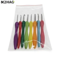 8pcslot crochet hook 2 5 6 0mm aluminum crochet needles with colorful soft rubber grip cushioned handles knitting needles