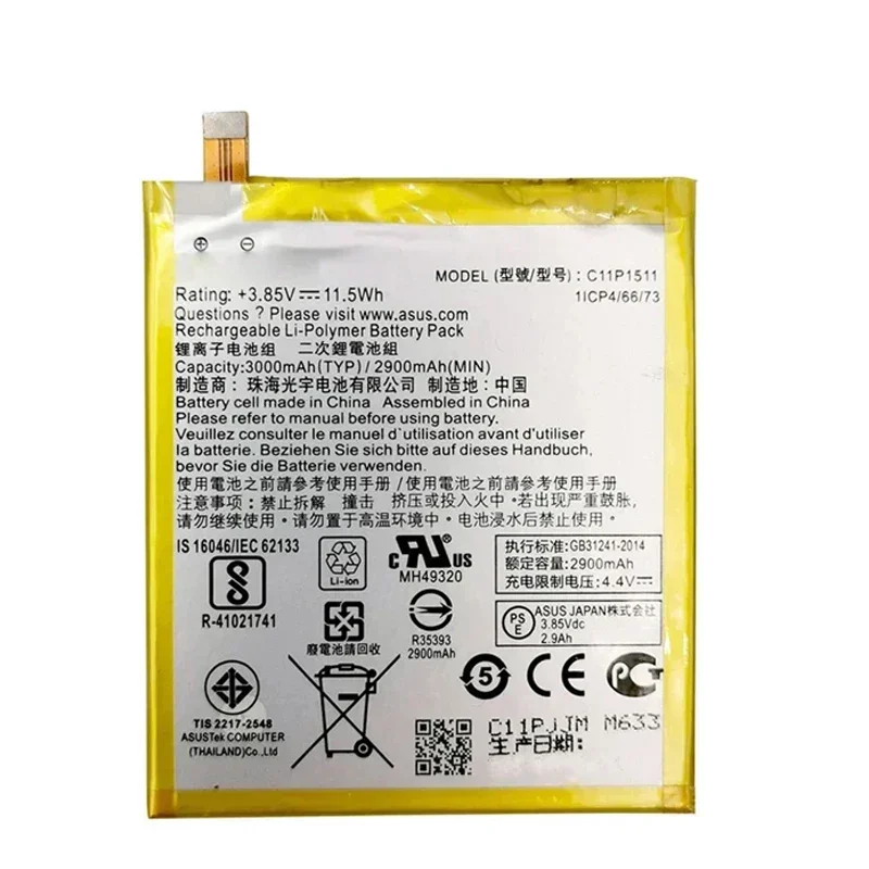 100% оригинальный аккумулятор большой емкости C11P1511 для ASUS Zenfone 3 Zenfone3 Ze552kl Z012da Z012de 2900