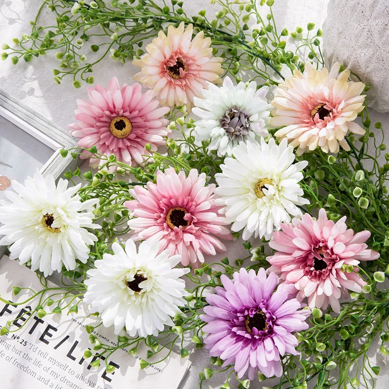 

10Pcs Barberton Daisy Silk Sunflower Wedding Home Party Decoration Artificial Flower Head Diy Wreath Scrapbook Gift Box For 10CM