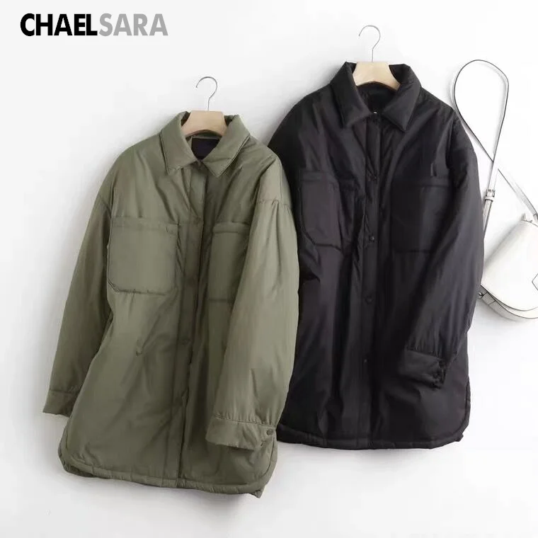 

Women Down Jacket 2022 Winter Warm Loose Parkas Coat Vintage Long Sleeve Female Outerwear Tops