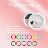 led selfie ring light portable dimmable for mobile phone rgb colorful flash lamp for youtube vlog cellphone live fill lighting