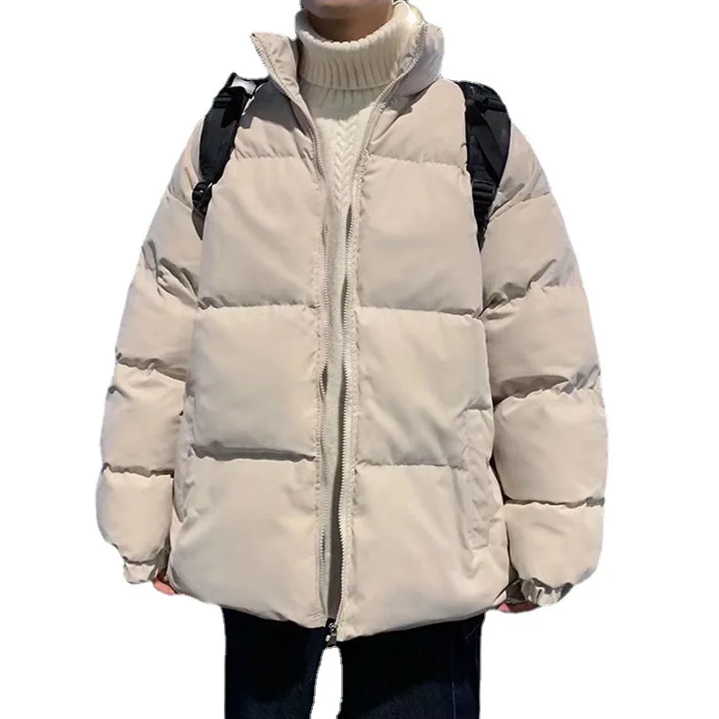 2022 Winter Men's Solid Color Parker Warm Stand Collar Jacket Street Casual Jacket Long Sleeve Hip Hop Jacket for Men and Women