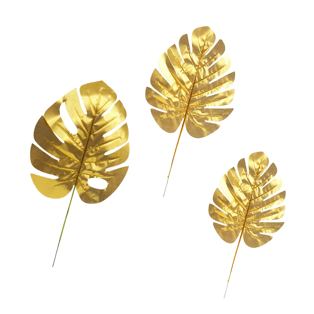 

Leaves Leaf Artificial Palm Tropical Golden Party Monstera Wall Decoration Fake Hawaiian Decorations Luau Turtle Decor Metal