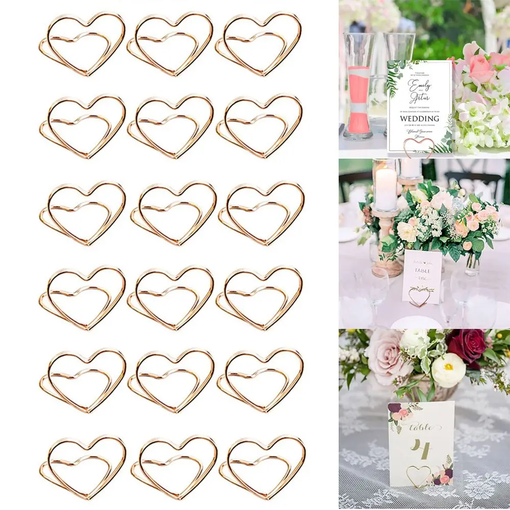 

Desktop Decoration Heart Shape Picture Cards Display Stand Photos Clips Place Card Table Numbers Holder Clamps Stand