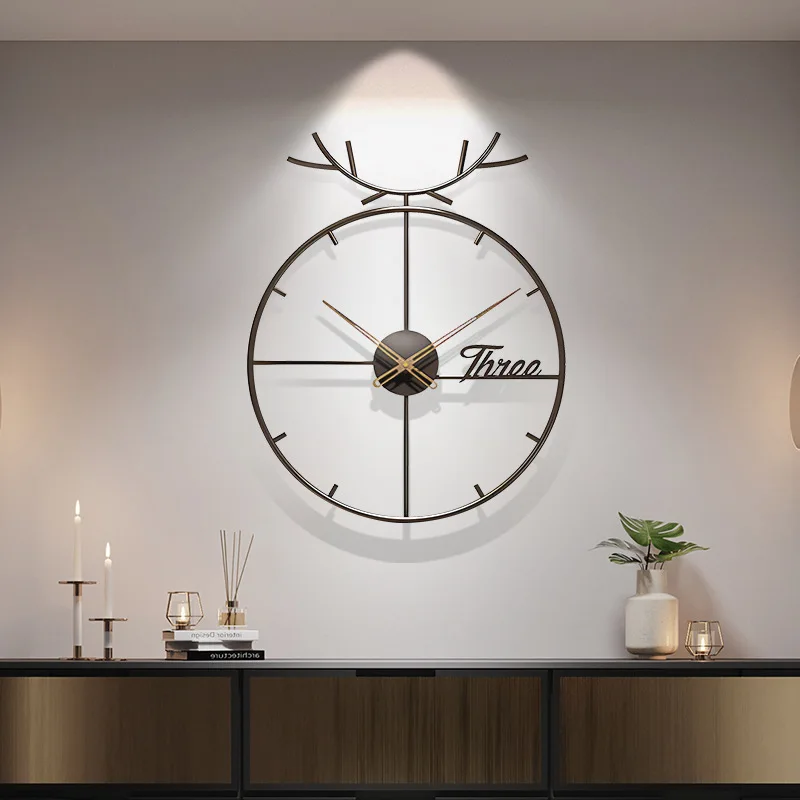 

Creative Decorative Clock Wall ，Modern Household Deer Head Clock ，Living Room Decoration ，Wall Clock Modern Design