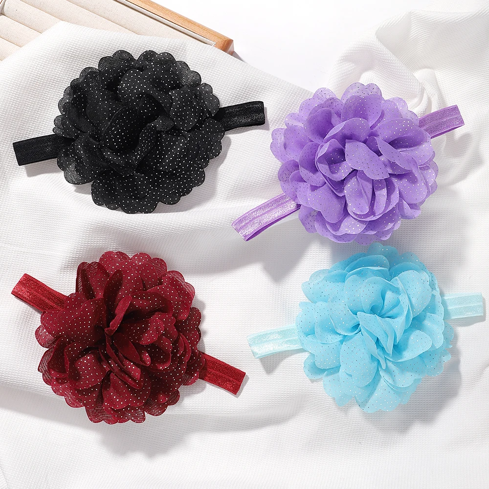 Аксессуары для волос для маленьких девочек, 1 шт., эластичная лента для волос с изящными цветами, Мягкий головной убор для новорожденных, 12 цветов