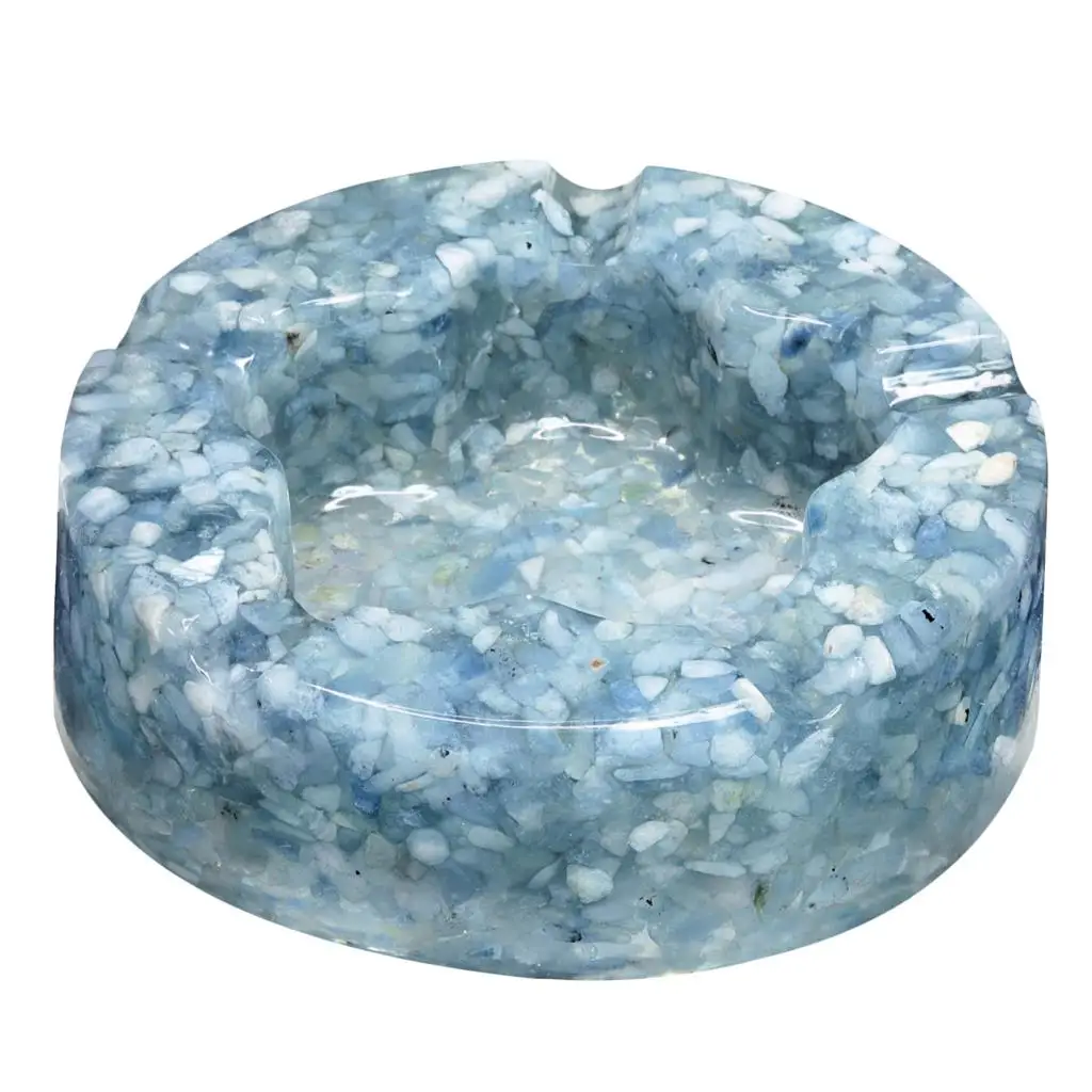

Natural Aquamarine Plum Flower Shaped Ashtray Plant Pot Crystal Stone Crafts Jewelry Tray Table Decor Home Ornaments Men's Gift