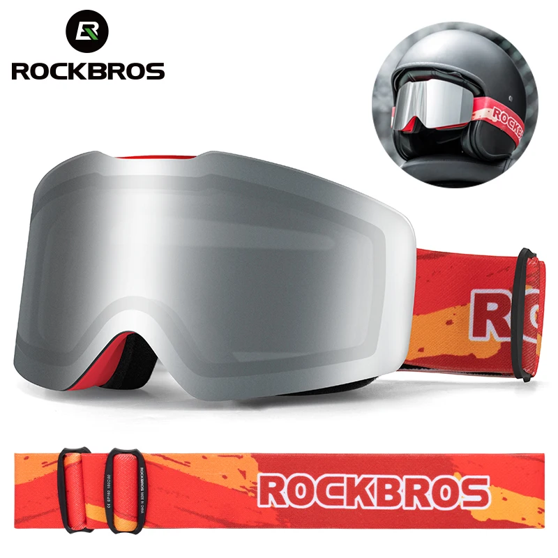 

Rockbros official Ski Goggles Windproof UV400 Anti-fog Ski Glasses Double Layers Skiing Snowboard Glasses Mask Moto
