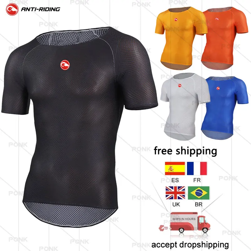 

2021 Men's Cycling Short sleeve Base Layers Quick Dry MTB Bike Mesh Vest Breathable Short Sleeves Cycling Shirt Bike Undershirt