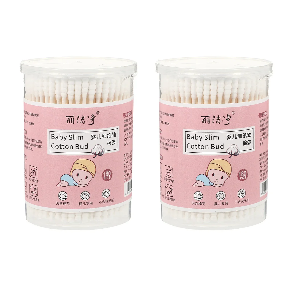 

2 Boxes Cotton Swab Baby Swabs Multi-purpose Sticks Multipurpose Cleaning Tool Care Buds Absorbent Ear Child Kids Double-headed