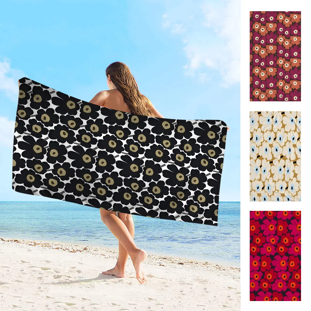 M-Marimekko-U-Unikko Пляжное Полотенце Из Микрофибры С Цветочным Принтом Быстросохнущее