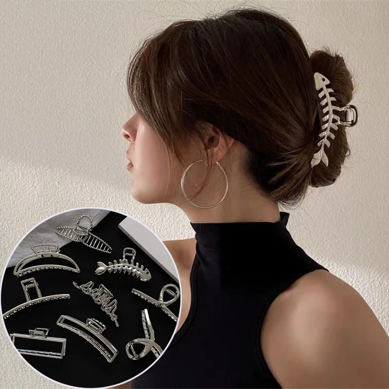 

Модный серебряный зажим для волос для женщин и девочек, геометрический металлический зажим для волос, Винтажный зажим для волос, краб для во...