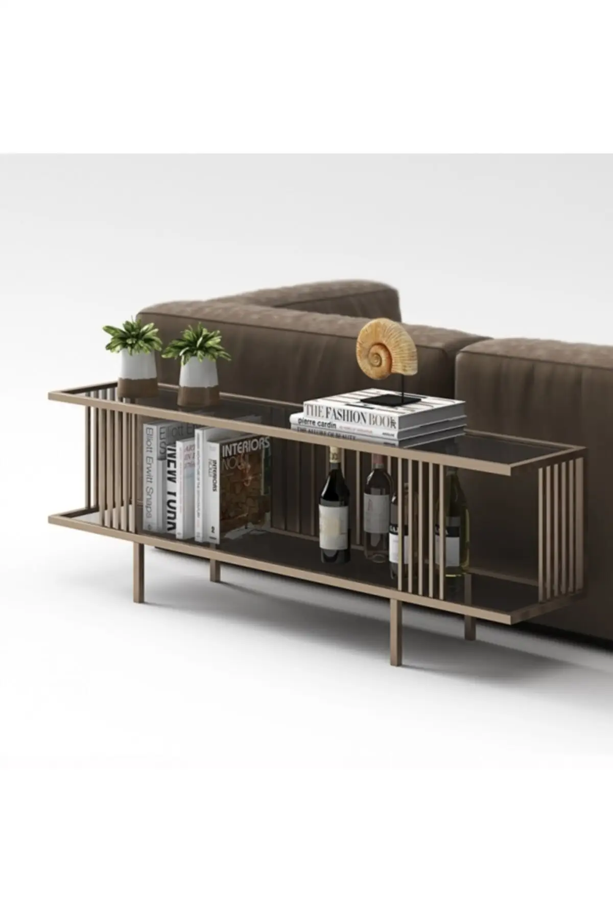 

Modern Metal Matte Gold Bookcase coffe table