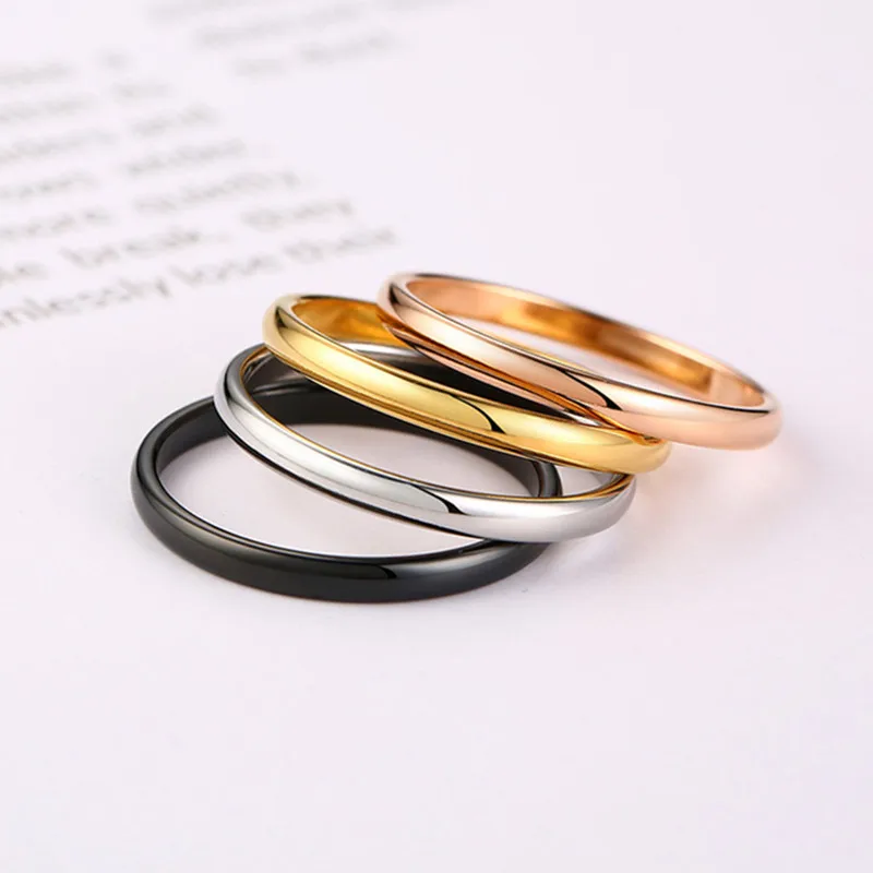 Кольцо с широким хвостом 2 мм для женщин и девочек пара из нержавеющей стали