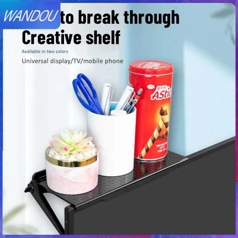 

Monitor Storage Rack Tv Screen Top Storage Home Office Organizer Adjustable Router Storage Rack Wall Mount Storage Portable Mini