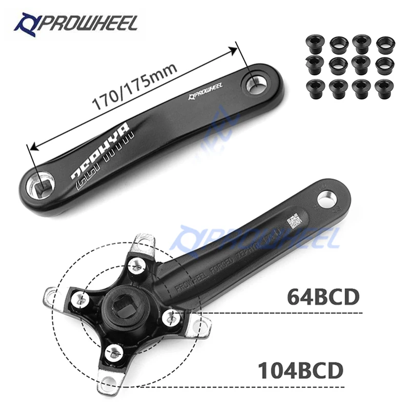 

Prowheel 104/64 BCD Crank 170mm 175mm Mountain Bike Crank Aluminum Alloy Square Hole MTB Cranks Bike Crankset Part