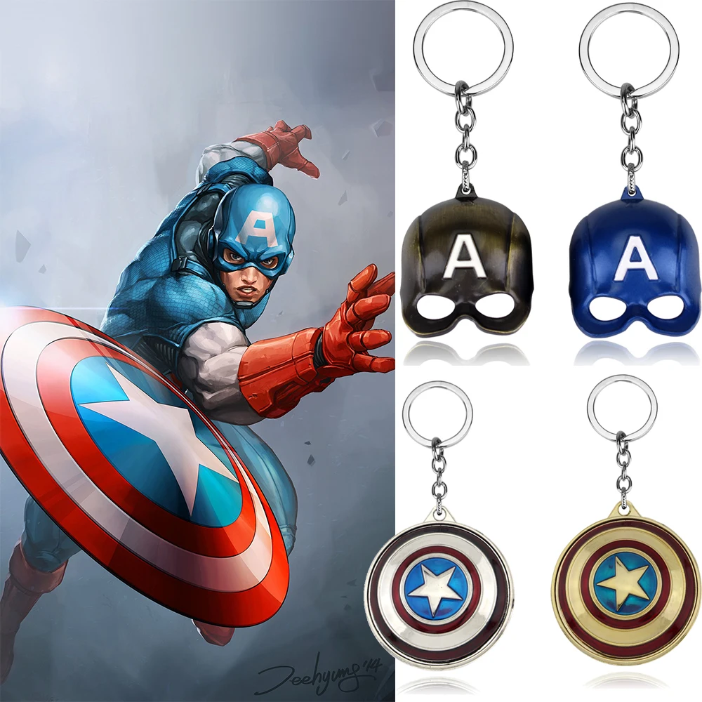 

Marvel Avengers Metal Keychains Cartoon Super Man Captain America Spiderman Car Kids Bag Pendant KeyRing Gift Accessories