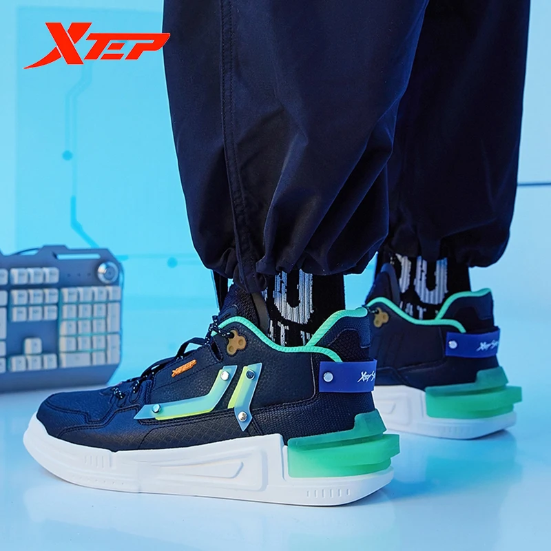 Xtep [Ni Zhan]  Male Sneakers Fashion High Top Men's Skateboarding Shoes Outdoors Casual Walking Sports Shoes 878319310004
