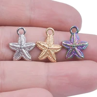 starfish stainless steel charms rainbowsilver color pendant jewelry making necklace bracelet for crafts bulk wholesale 5pcslot