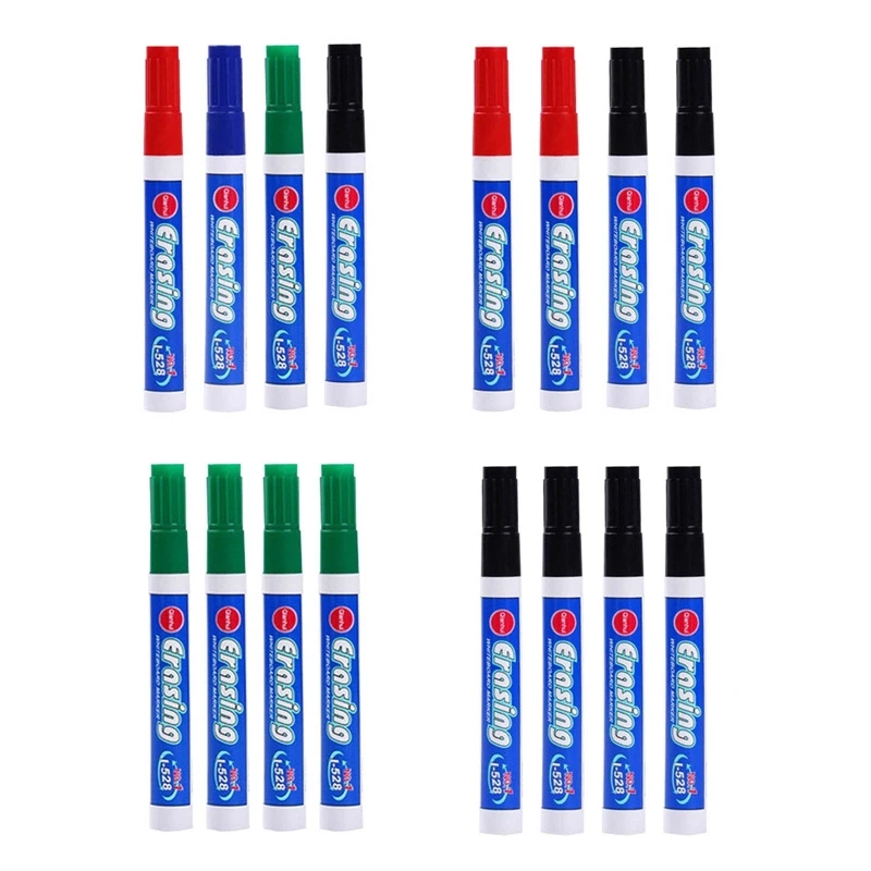 

4PCS Whiteboard Marker Pens Erasable Colorful Markers Refillable Quick Drying Black Blue Red Green for Whiteboard